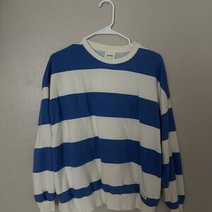 Blue & White Striped Oversized Sweater
